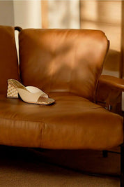 TAMANCO CELINA - couro nude e bronze