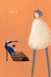 SANDÁLIA MAITÊ - couro azul navy e bronze