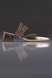 MULE CECÍLIA - couro champagne e prata velho