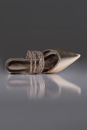 MULE CECÍLIA - couro champagne e prata velho