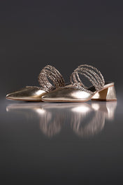 MULE CECÍLIA - couro champagne e prata velho