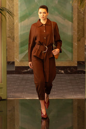 SCARPIN AMÉLIE - couro de pirarucu e pelica vermelho fired/ salto aço banhado a ouro