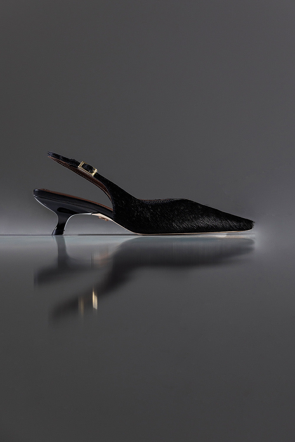 SLINGBACK GEORGINA - couro pelo bovino preto