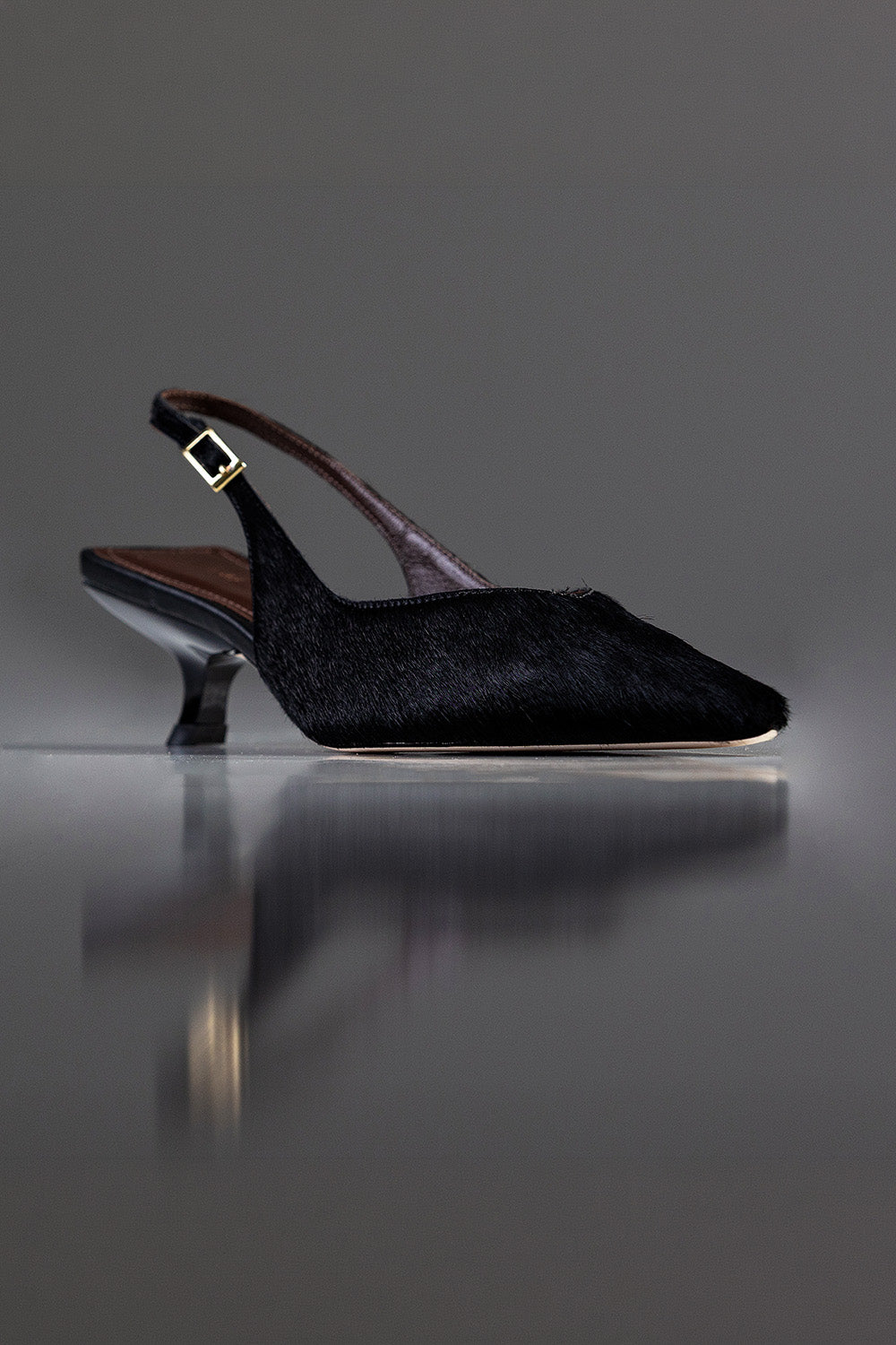 SLINGBACK GEORGINA - couro pelo bovino preto