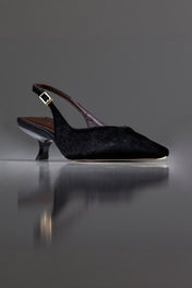 SLINGBACK GEORGINA - couro pelo bovino preto