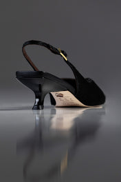 SLINGBACK GEORGINA - couro pelo bovino preto