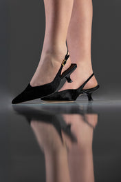 SLINGBACK GEORGINA - couro pelo bovino preto