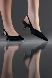 SLINGBACK GEORGINA - couro pelo bovino preto