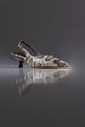 SLINGBACK GEORGINA - couro python porcelana