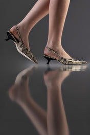 SLINGBACK GEORGINA - couro python porcelana