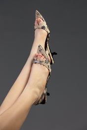 SANDÁLIA LAURA - couro python porcelana