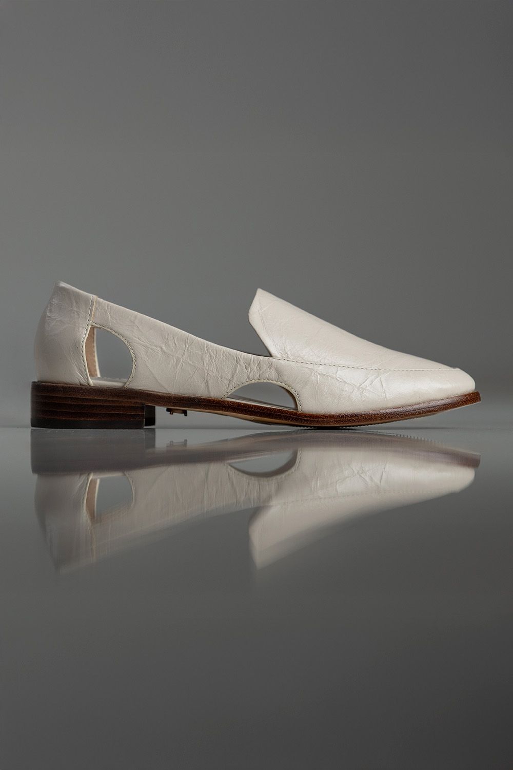 MOCASSIM ADRIANA - couro efeito crinkle off white