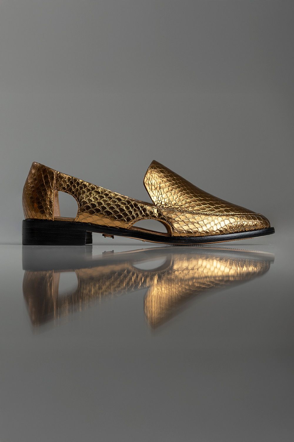 MOCASSIM ADRIANA - couro tipo escamado bronze