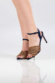 SANDÁLIA MAITÊ - couro azul navy e bronze