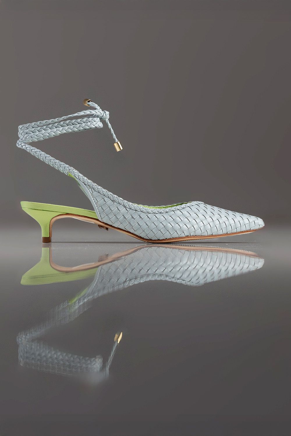 SLINGBACK GEÓRGIA - couro azul céu e verde forest