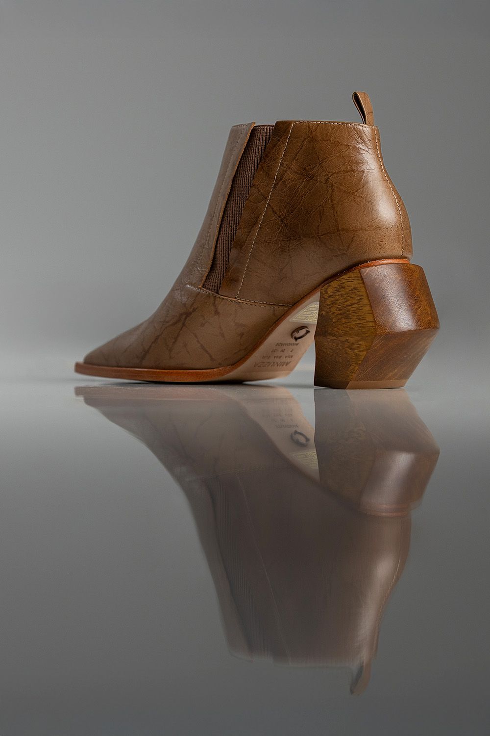 BOTA MARTA - couro efeito crinkle capuccino