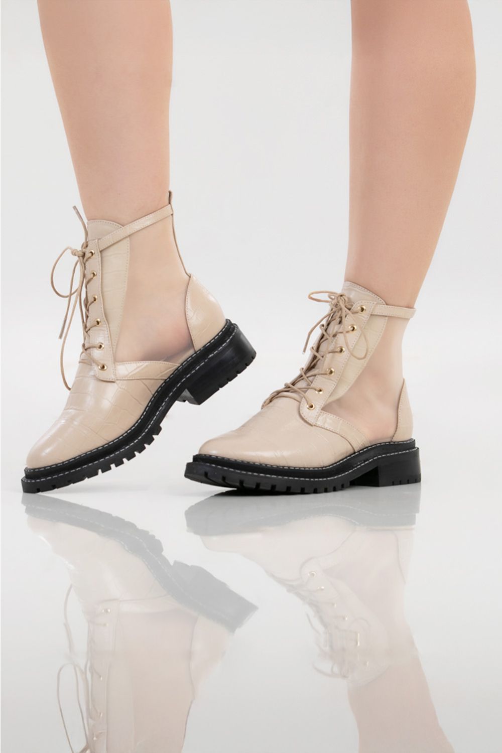 COTURNO PITTY - couro tipo croco manteiga