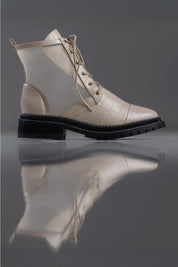 COTURNO PITTY - couro tipo croco manteiga