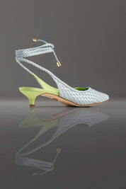SLINGBACK GEÓRGIA - couro azul céu e verde forest