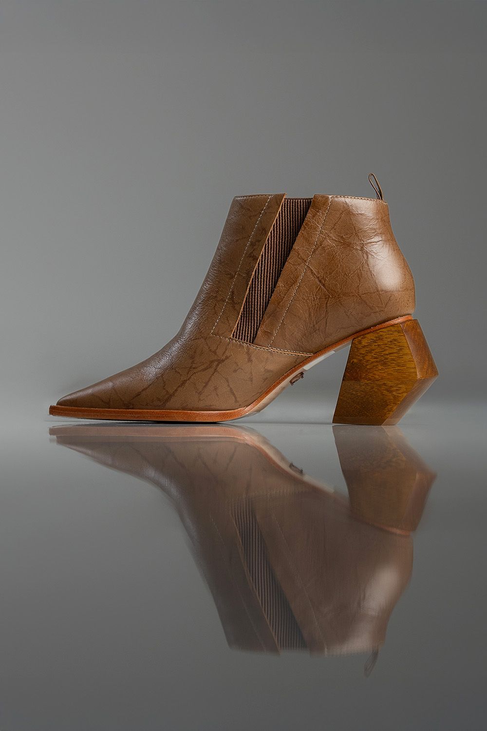 BOTA MARTA - couro efeito crinkle capuccino