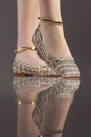 SAPATILHA AURORA - couro champagne, prata velho e off white