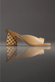 TAMANCO CELINA - couro nude e bronze