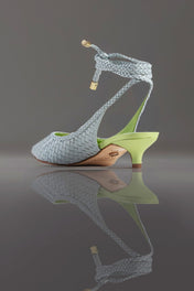 SLINGBACK GEÓRGIA - couro azul céu e verde forest