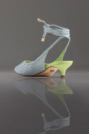 SLINGBACK GEÓRGIA - couro azul céu e verde forest