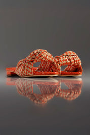 FLAT MARTINA - couro laranja e nude
