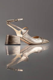 SLINGBACK JANE - couro prata velho