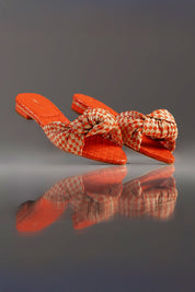 FLAT MARTINA - couro laranja e nude