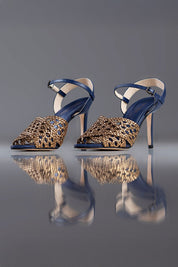 SANDÁLIA MAITÊ - couro azul navy e bronze
