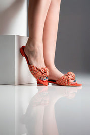FLAT MARTINA - couro laranja e nude