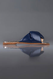 FLAT JÚLIA - couro azul navy e prata