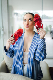 TAMANCO OLÍVIA - couro vermelho e laranja